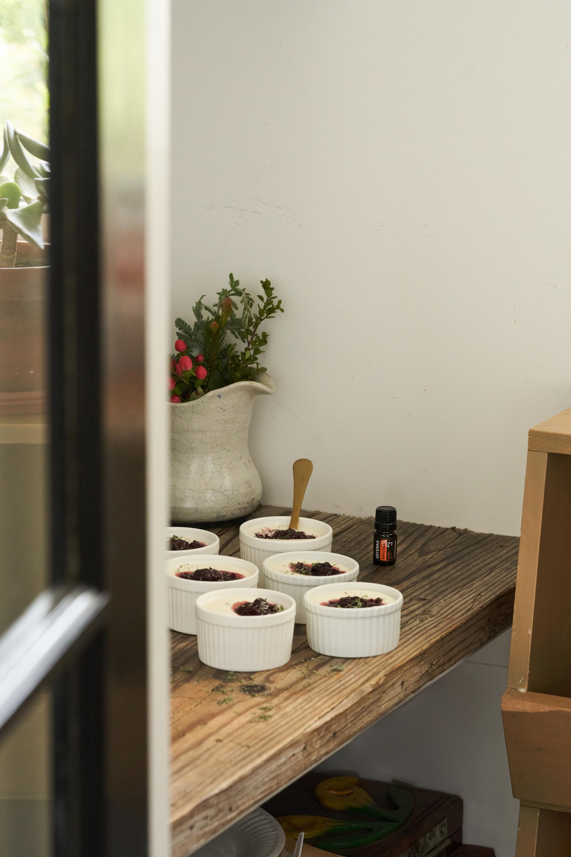 ​White Chocolate Mousse with Spiced Cherry Compote